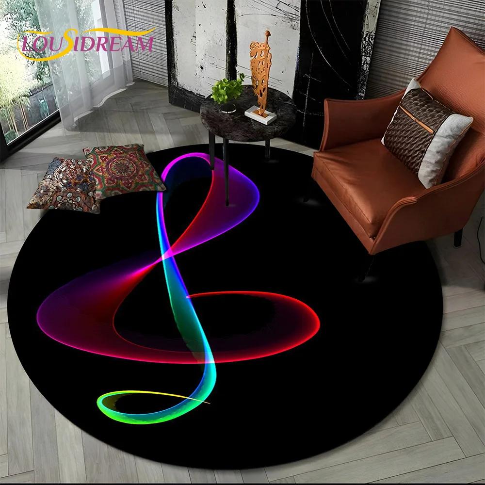 3D Musical Note Piano Art Round Carpet Rug for Living Room Bedroom Child Playroom Chair Decor,Pet Area Rug Non slip Floor Mat