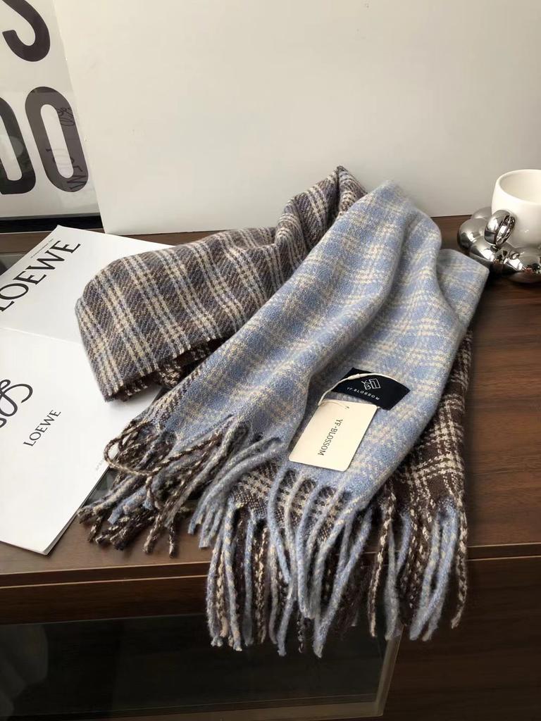 Autumn And Winter Scarf Ab Color Matching Plaid Cashmere Warm Shawl Dual-Purpose Scarf Tide