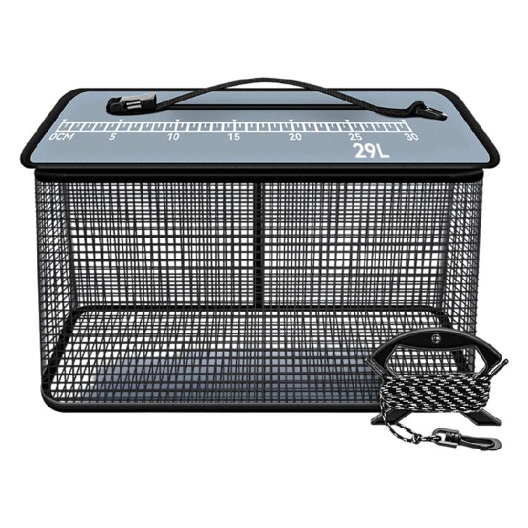 Folding Floating Fish Basket Portable Fishing Net Fishing Baits Storage Cage with Handle & 5m Rope Fishing Tackle
