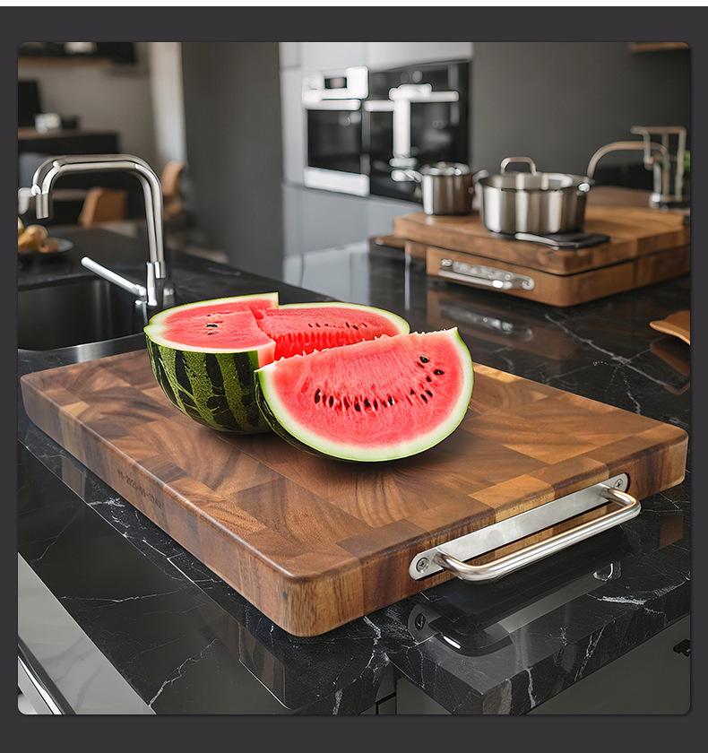 Double-Sided Solid Wood Cutting Board with Tenon and Mortise Design, Perfect for Kitchen Use on Fruits, Vegetables, and Everyday Chopping.