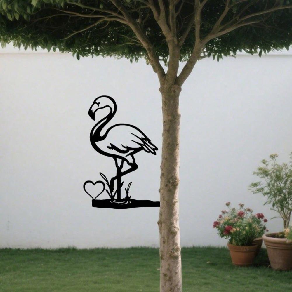 2PCS Peeking Donkey Flamingo Metal Garden Stake Yard Outdoor Decor