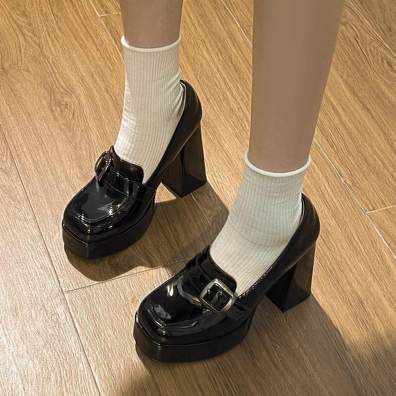 Fashion Women's High Heels Single Shoes Mary Jane Shoes Fashion High-heeled Small Leather Shoe Women's Lolita Shoes High-heeled Loafers