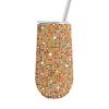 6oz Glänzender Diamant-Becher Bling Strass-Weinglas mit Strohhalm Edelstahl Isoliert Vakuum Champagnerbecher Tasse Eiform