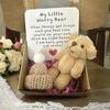 Adorable Pocket-Sized Worry Bear Plush Teddy with Encouraging Greeting Card&Gift Box Comforting Keepsake for Friends Loved Ones