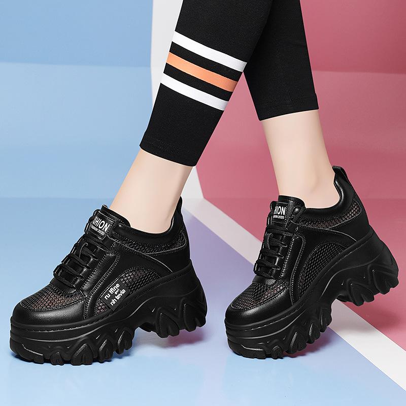 

Thick sole inner heightened CM daddy shoes women s spring and summer new mesh breathable small man casual white shoes 34