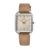 SEIKO quartz wristwatch women square design SWR089P1 silver beige leather band