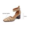 Fashion New Summer Sandals Genuine Leather Sandals Casual French Square Toe Hollow Out GLADIATOR Sandals High Heels Shoes for Women