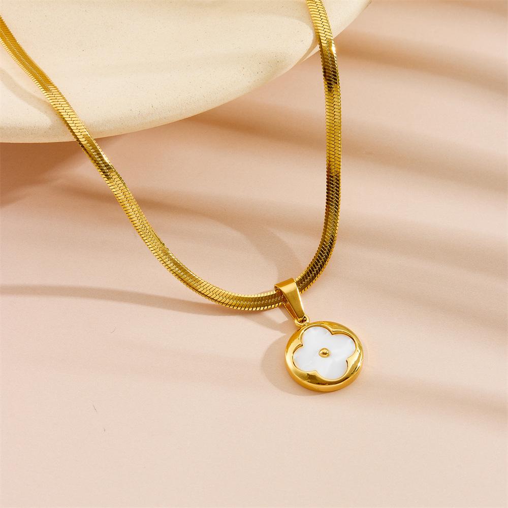 

Titanium Steel Layered Necklace with Four-Leaf Clover and Star-Moon Design - Durable, Non-Fading Women s Jewelry