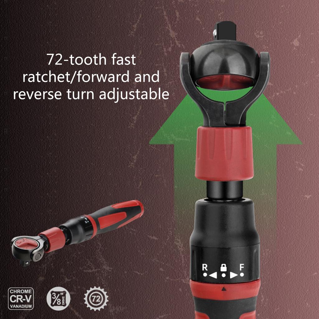 3/8inch Drive Flexible Head Ratchet 72 Tooth Ratchet Wrench Quick Release Reversible Switches Polishing Wrench Hand Tool