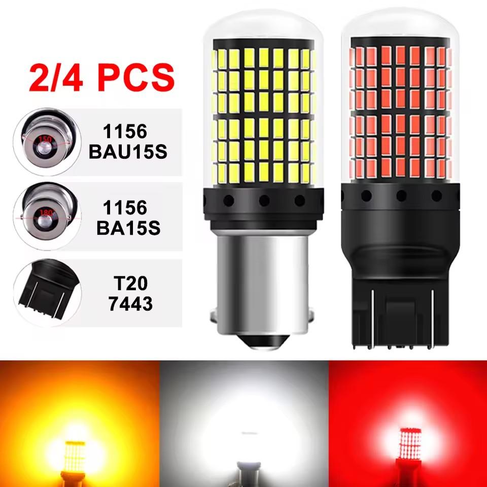2PCS 1156 BA15S LED CANBUS 3014 144 SMD 1157 BAY15D P21/5W 7440 T20 7443 Turn Signal Light Reversing Lights Brake Lamp 12V WhiteTurn Signal 2