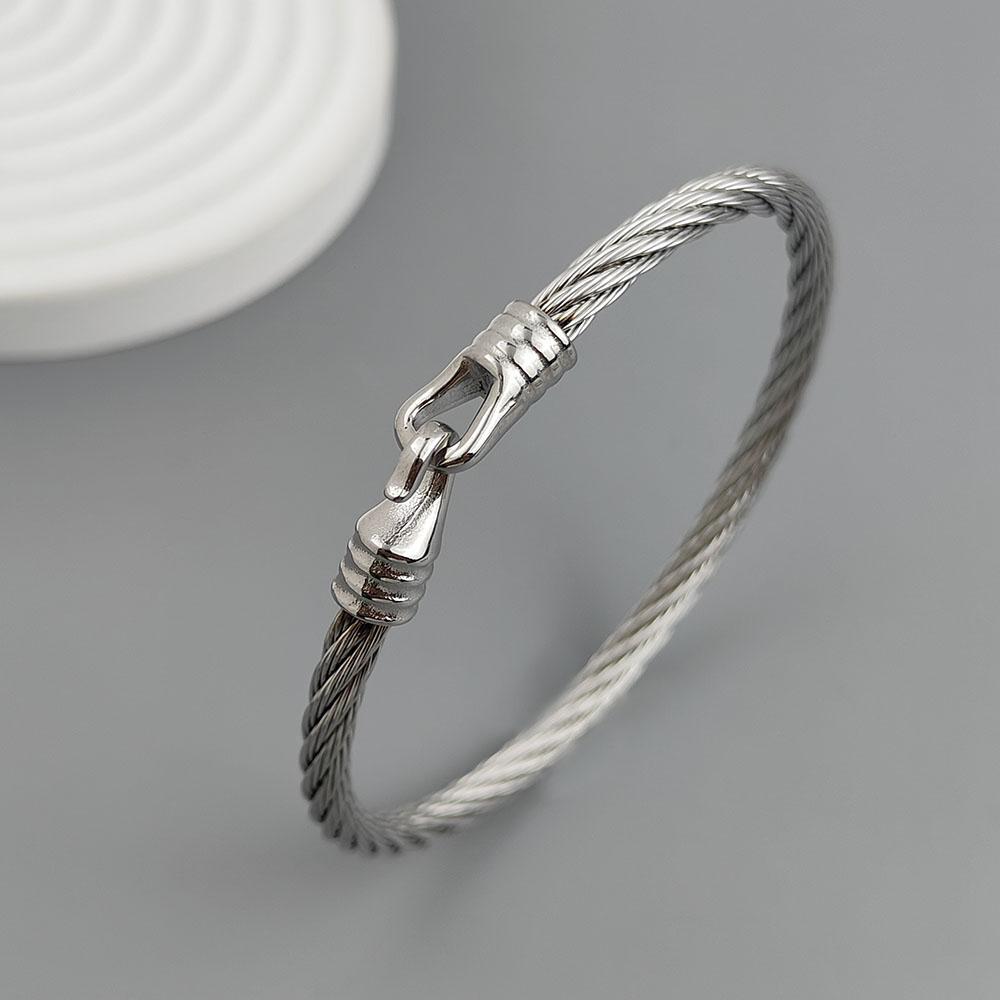 

New Steel Wire Button Hook Gold-plated Stainless Steel Bracelet 18K, High Quality Waterproof Couple Bracelet, Wife Gift серебряный