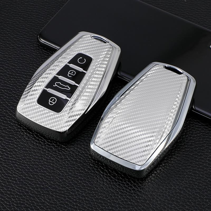 Tpu Carbon Fiber Car Smart Key Cover For Geely Coolray Emgrand X7 Ex7 Case Bag Shell Fob Holder Keychain Accessories
