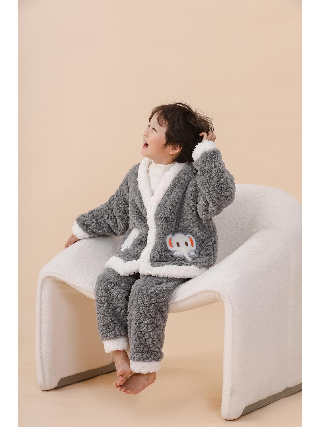 

Новый пушистый жаккардовый детский пижамный комплект: Уютный кардиган для девочек и мальчиков 90 cm