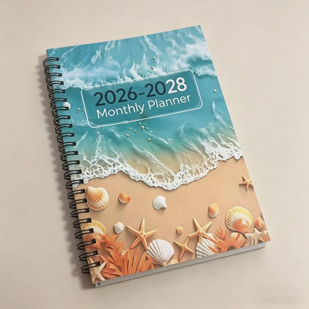 2026-2028 Ozean-Stil A5 Spiral-Monatsplaner Notizbuch