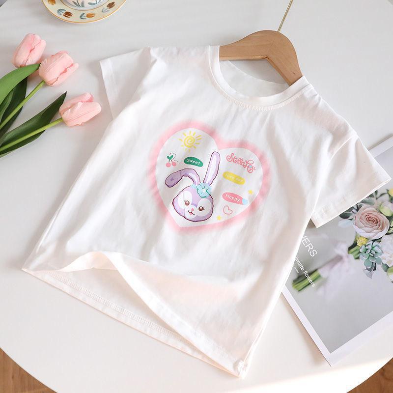 Summer Cotton Cartoon T-Shirt for Girls - Toddler & Baby Round Neck Short Sleeve 140cm