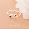 New Fashion Jewelry Double Beads 925 Silver Cute Smooth Small Ball Women Popular Exquisite Opening Rings R053