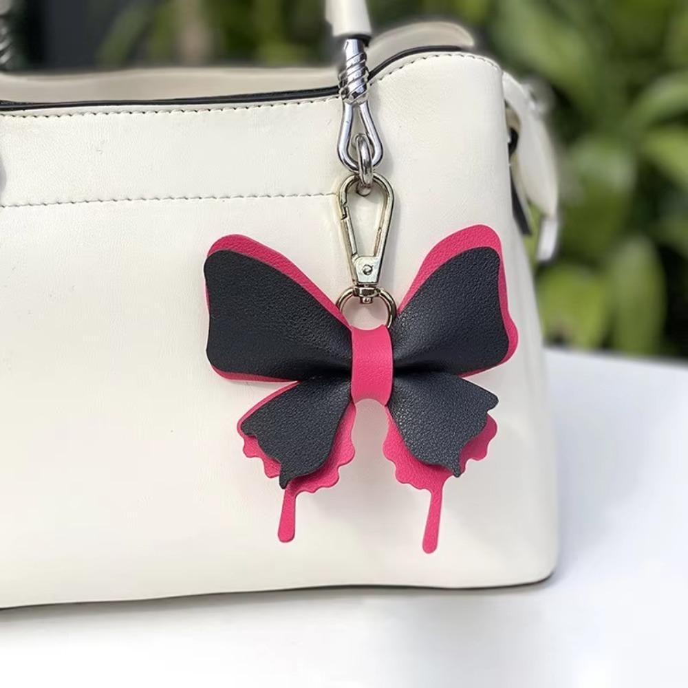 Retro Colorful Butterfly Pendant Keychains Leather Exquisit Backpack Decoration Accessories Personalized Bag Pendant