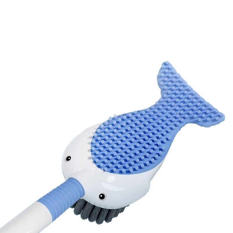 Perie de toaletă drăguță cu ventuză, montată pe perete, în formă de rață, cu dozator de lichid