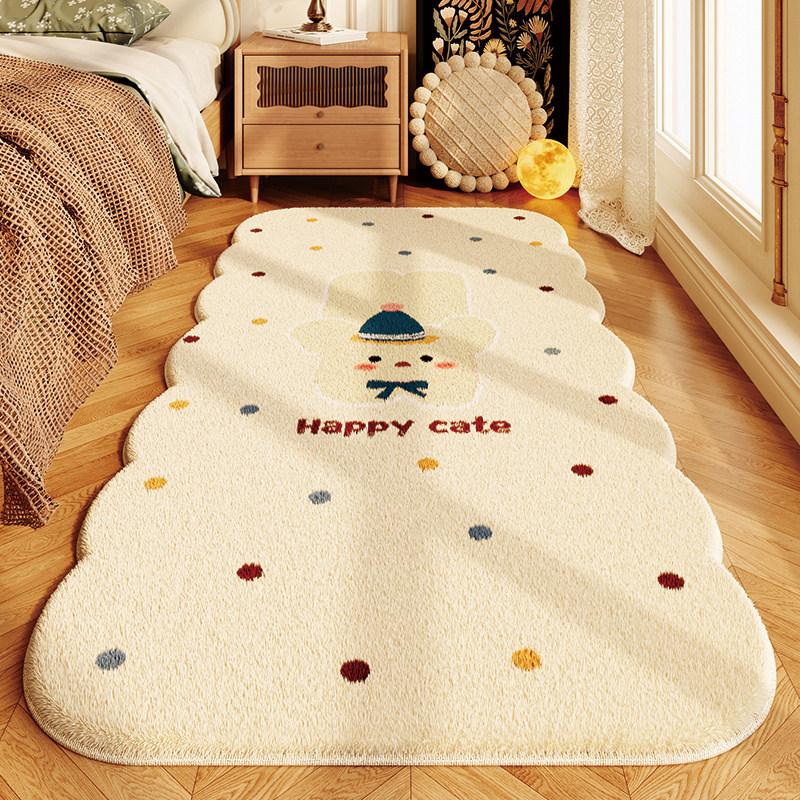 Imitation Cashmere Bedside Blanket Thickened Non-slip Leave-in Household Carpet High-end Living Room Bedroom Plush Floor Mat