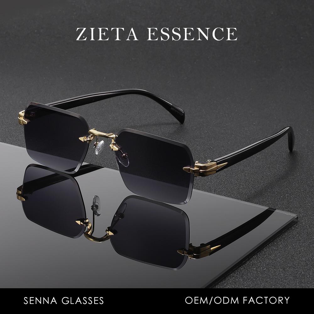 

Трендовые золотые безободковые солнцезащитные очки для мужчин и женщин – европейский и американский стиль, обрезной край