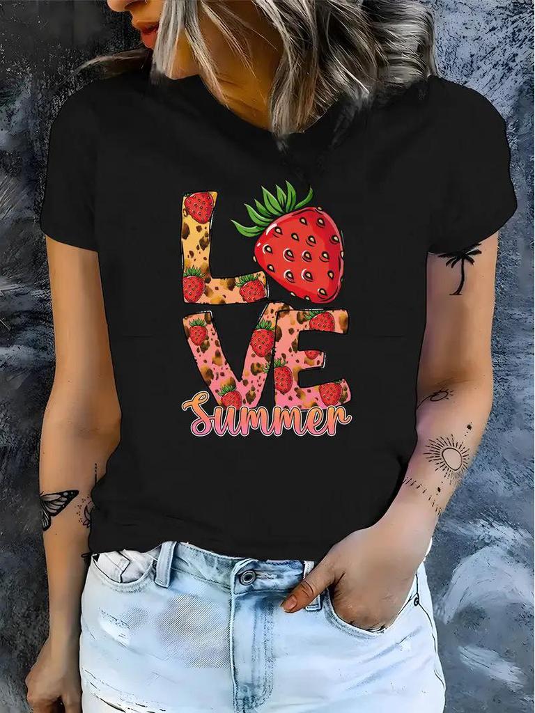 Women's Short Sleeve Cherry Print Top with Free Shipping