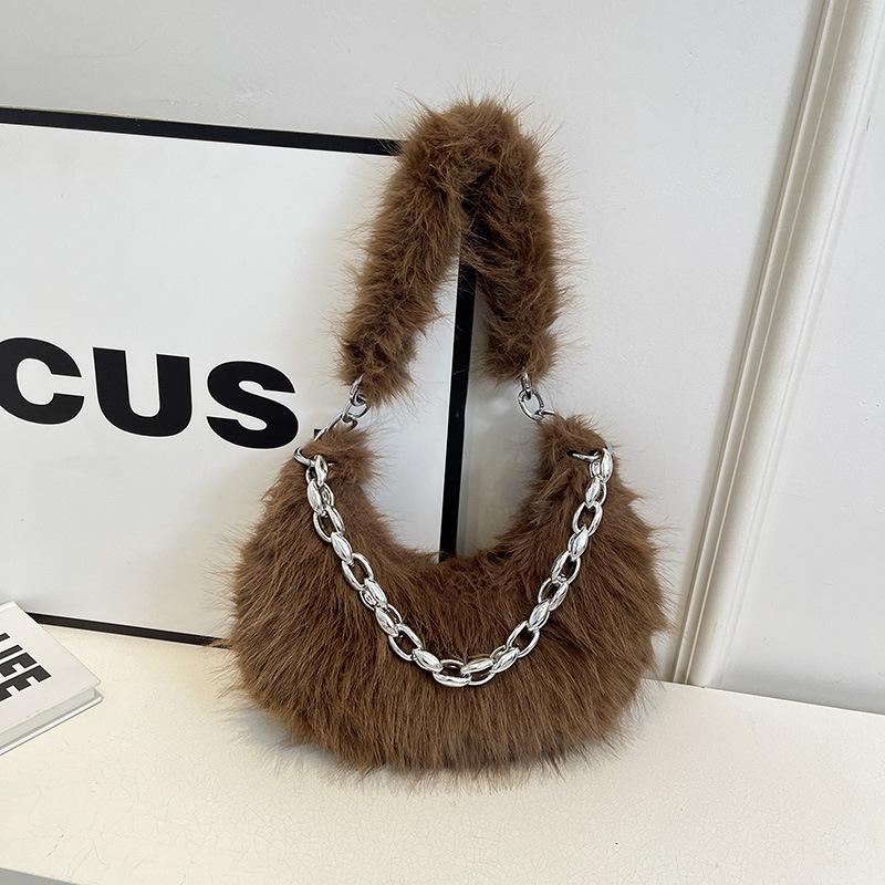 

Осень и зима новая сумка Мао Мао модная сумка через плечо ретро мессенджер большая вместимость通勤 подмышечная сумка коричневый