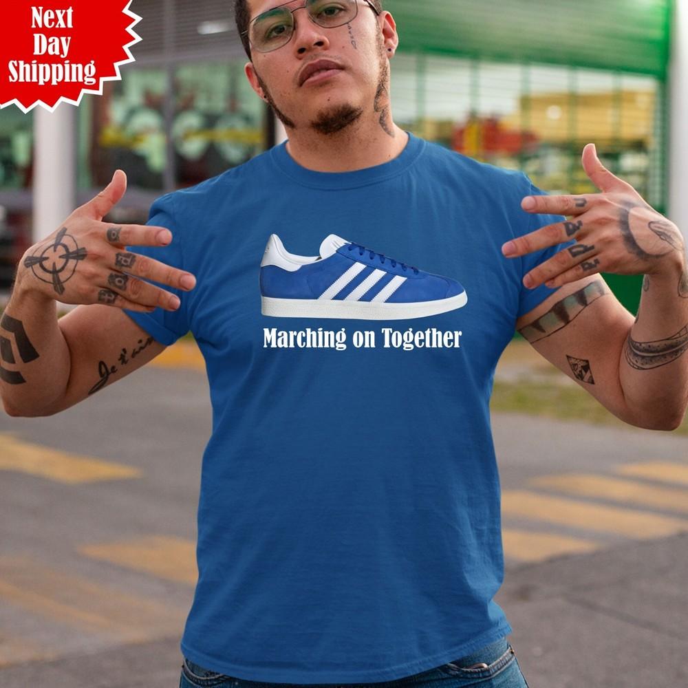 

Gazelle Leeds United Football T Shirt Printed Marching On Together LUFC Tee Top S