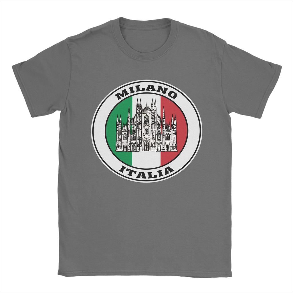 Milano Italia Travel Souvenir Italian Flag Sticker Milan Italy Badge TShirt Cotton T Shirts For Unisexs Tshirt Short Sleeves Tees