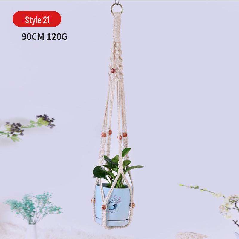 Handwoven Hanging Basket for Flower Pots - Decorative Gardening Net Rack