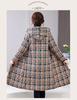 Women's Mid-length Plaid Cotton Coat - Velvet-lined, Thickened for Autumn/Winter