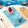 Shark Sushi Plates Handmade Ceramic Shark Shaped Appetizer Tray with Soy Sauce Bowl & Chopstick Rest Microwave & Dishwasher Safe