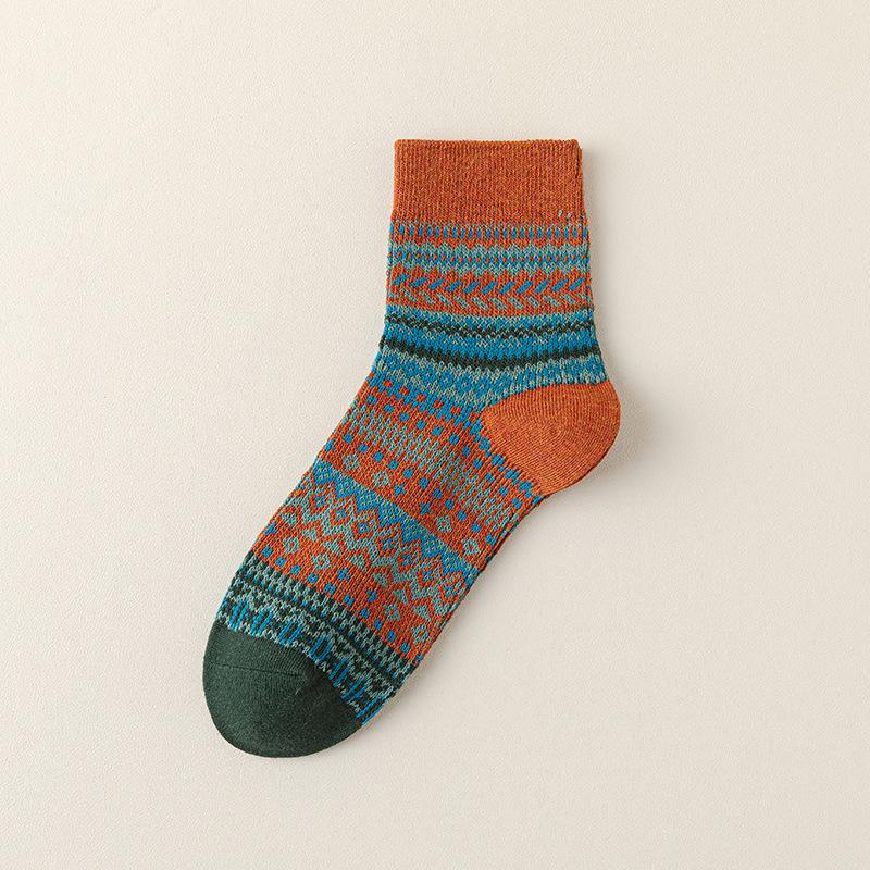 5 Pairs of Girls Autumn and Winter Retro Fashion New Drum Cotton Socks