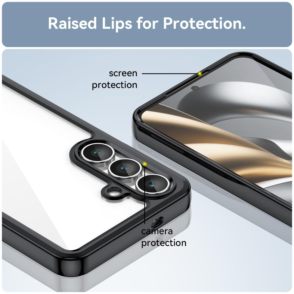 For Samsung Galaxy S25 FE Phone Case WANLONFENG XC Series TPU Acrylic Cover with Tempered Glass (Big Lens Hole)
