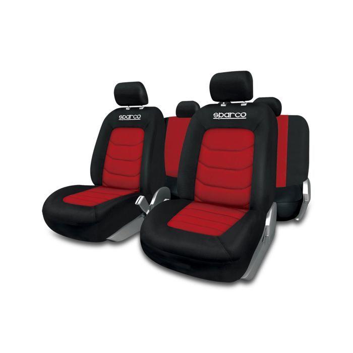 TECHSALES Housse de Si&egrave;ges - Sparco - SP 90073 - Noir/Rouge - 11 Pi&egrave;ces - Compatible Airbag