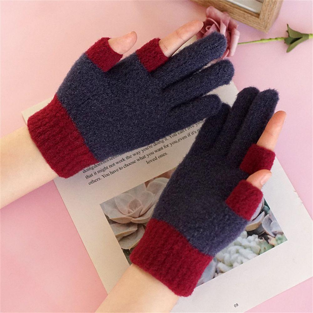 Student Elastic Soft Thick Warm Mittens Arm Warmers Touch Screen Gloves Plus Velvet