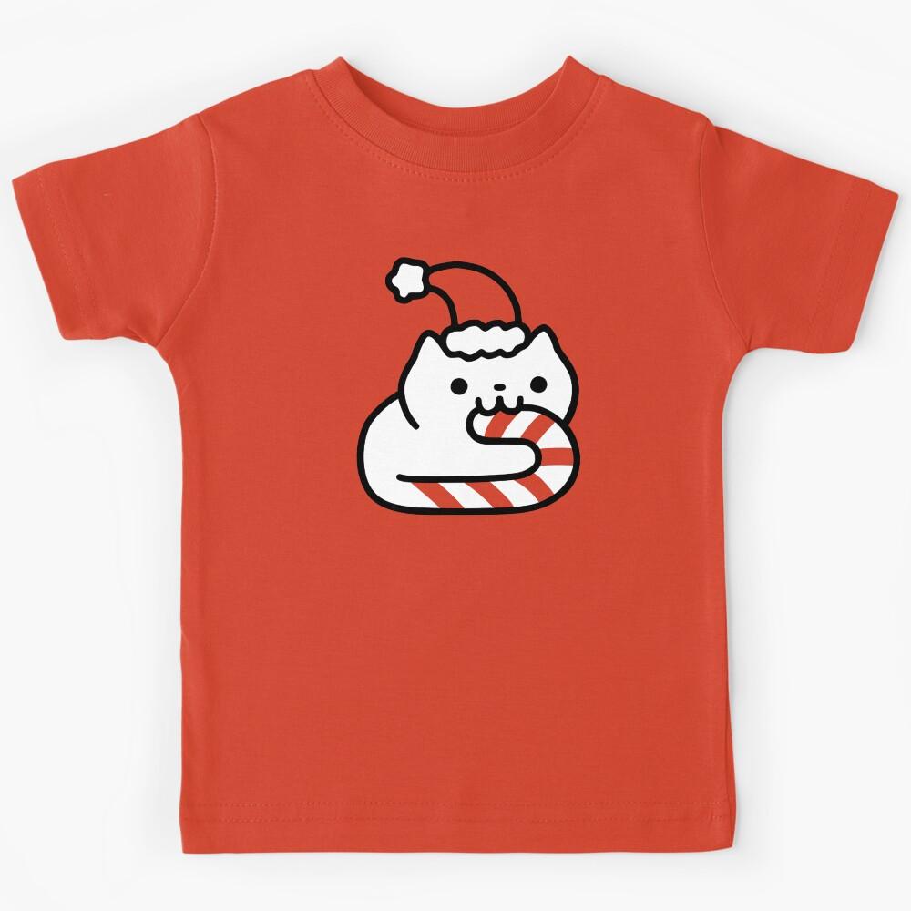 Candy Cane Cat Kids T-Shirt 100