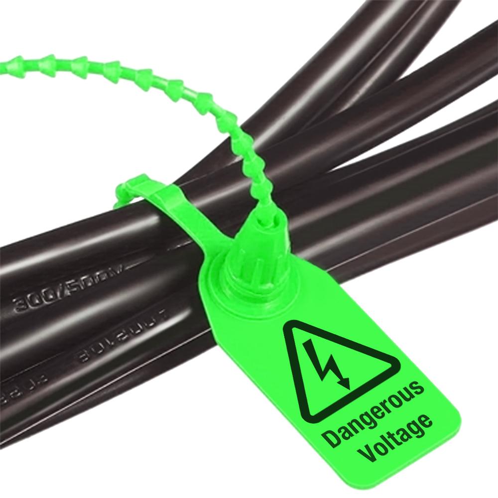 100 Stück Kabelbinder Gefahr Hochspannungsschild Kunststoff Sicherheitssiegel Warnschild HV Sicherheitszeichen