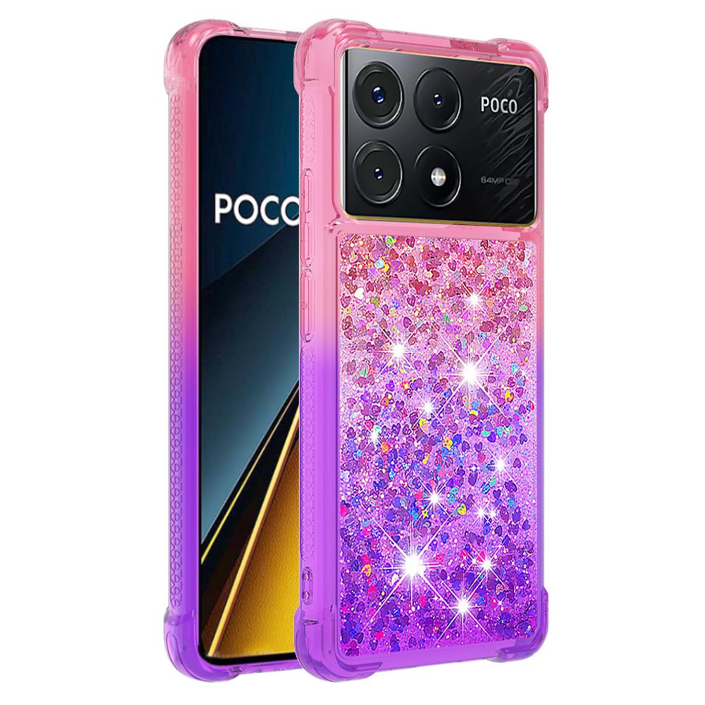 

For Xiaomi Poco X6 Pro 5G/Redmi K70E 5G TPU Case Gradient Quicksand Phone Back Cover Pink+Purple