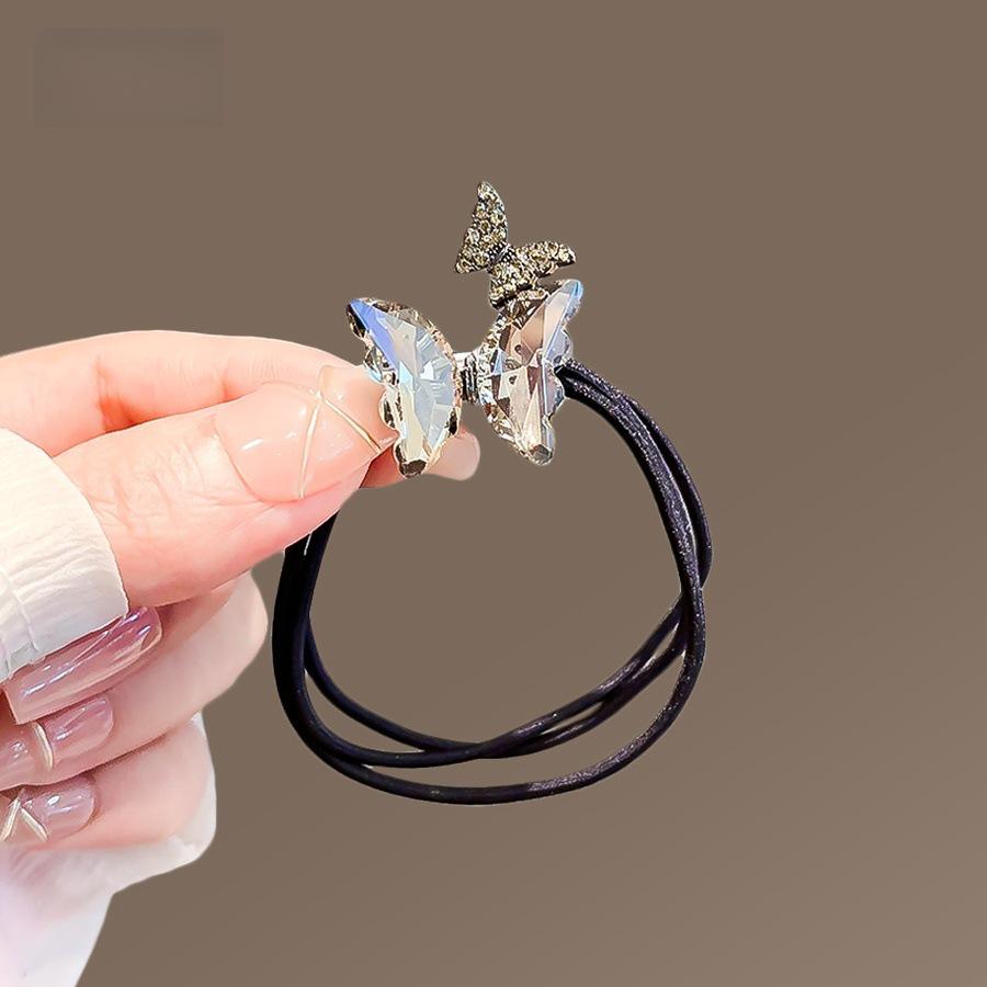 Exquisite Forest Style Butterfly Crystal Hair Ties - Durable Rubber Bands for Women
