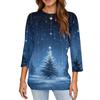 Women's Fashion Casual Christmas Printed Round Neck Long Sleeve Pullover Top