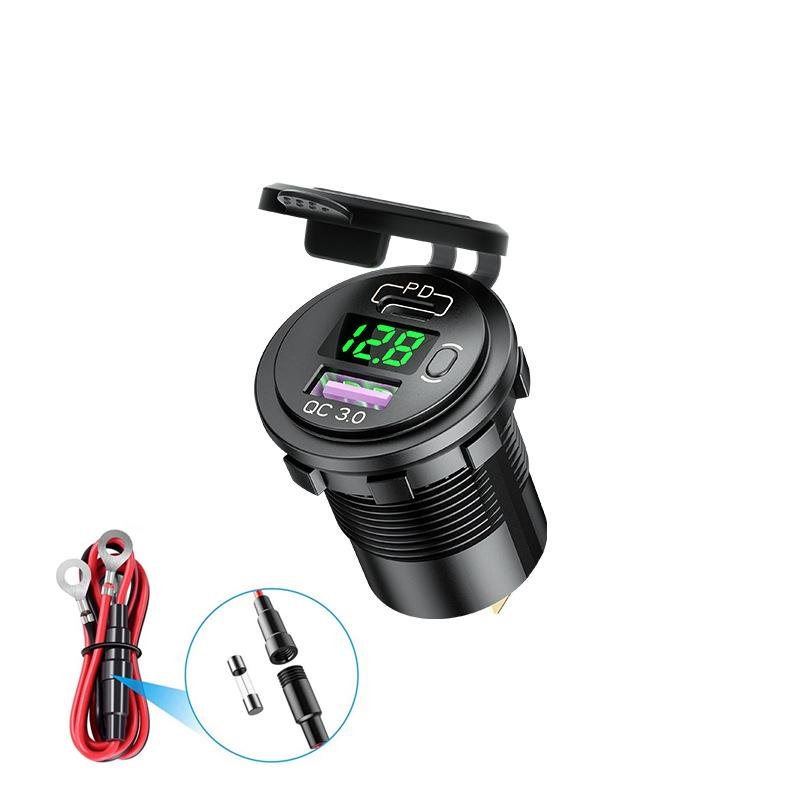 USB Charger Socket Waterproof Fast Charge Adapter PD Type C and QC3.0 Power Outlet with Switch for Car Marine Motorcycle