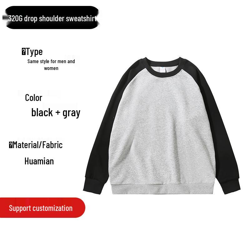 Unisex Heavyweight 320g Colorblock Raglan Crewneck Sweatshirt with Custom Embroidery