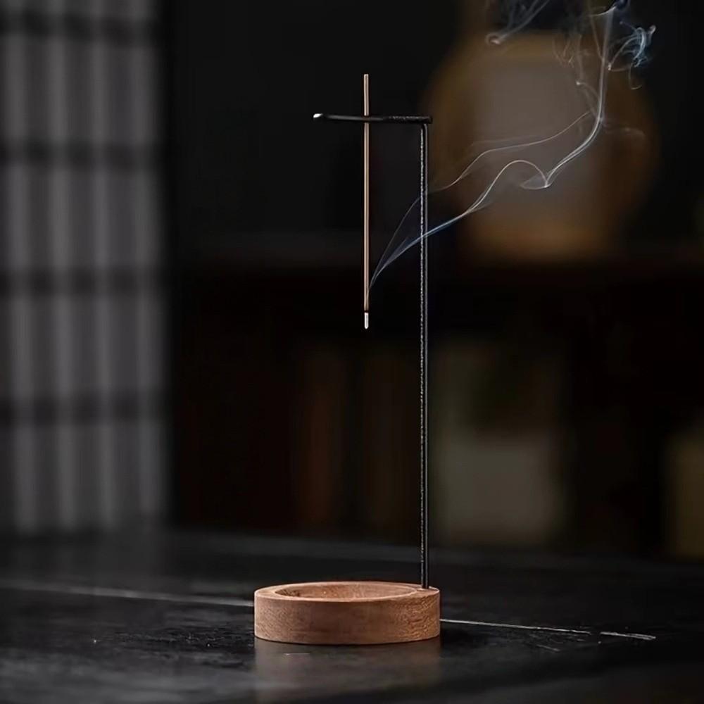 Incense Burner Mosquito Incense Plate Holder Upside Down Desktop Decor Incense Stick Holder Wooden Anti-Ash Design