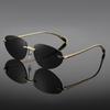 Metal Frameless Spice Girl Cat Eye Sunglasses Women'S Retro Uv Protection Premium Sense Frameless Sunglasses