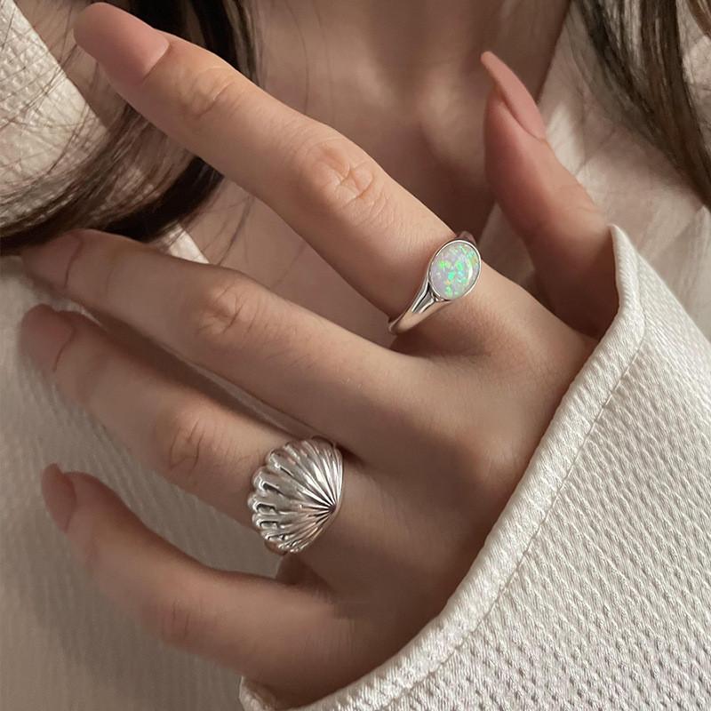 Geometric Irregular Liquid Lava Waterdrop Shaped Open Rings for Women Vintage Silver Color Metal Rings Personality Jewelry