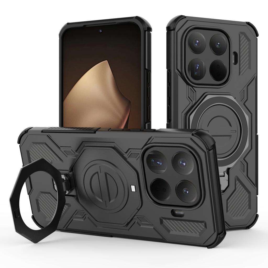 For Xiaomi 15T Pro Magnetic Case Rotating Metal Kickstand Shockproof PC + TPU Phone Back Cover