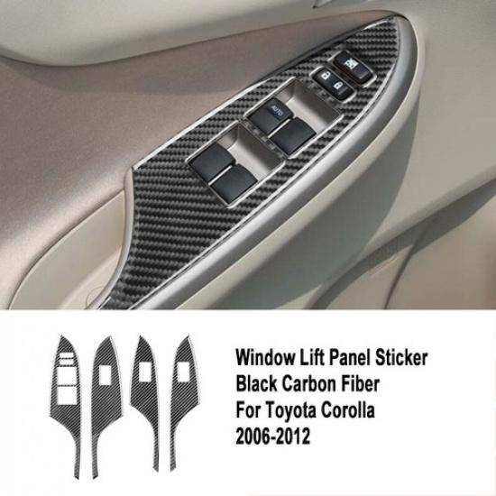 4Pcs Carbon Fiber Window Lift Switch Panel Cover For Toyota Corolla 2006-2012