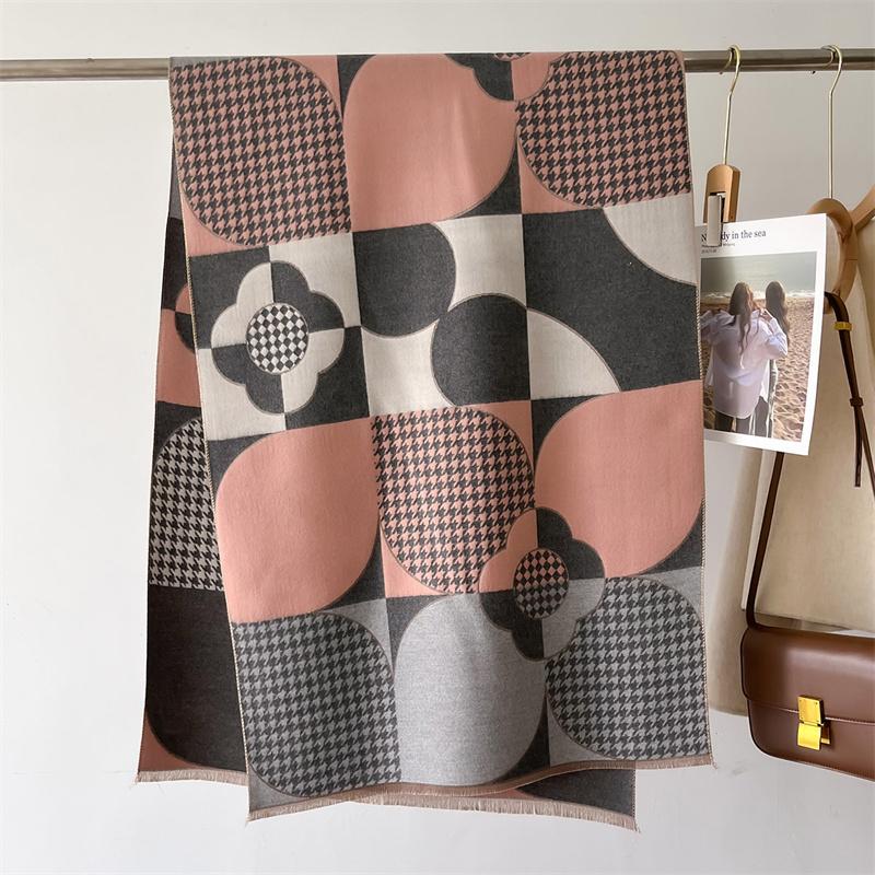 Luxury Pink Dappled Winter Ourdoor Travel Women Scarf Cashmere Thicken Warm Shawl Pashmina Scarves Female Wrap Ladies Fashion