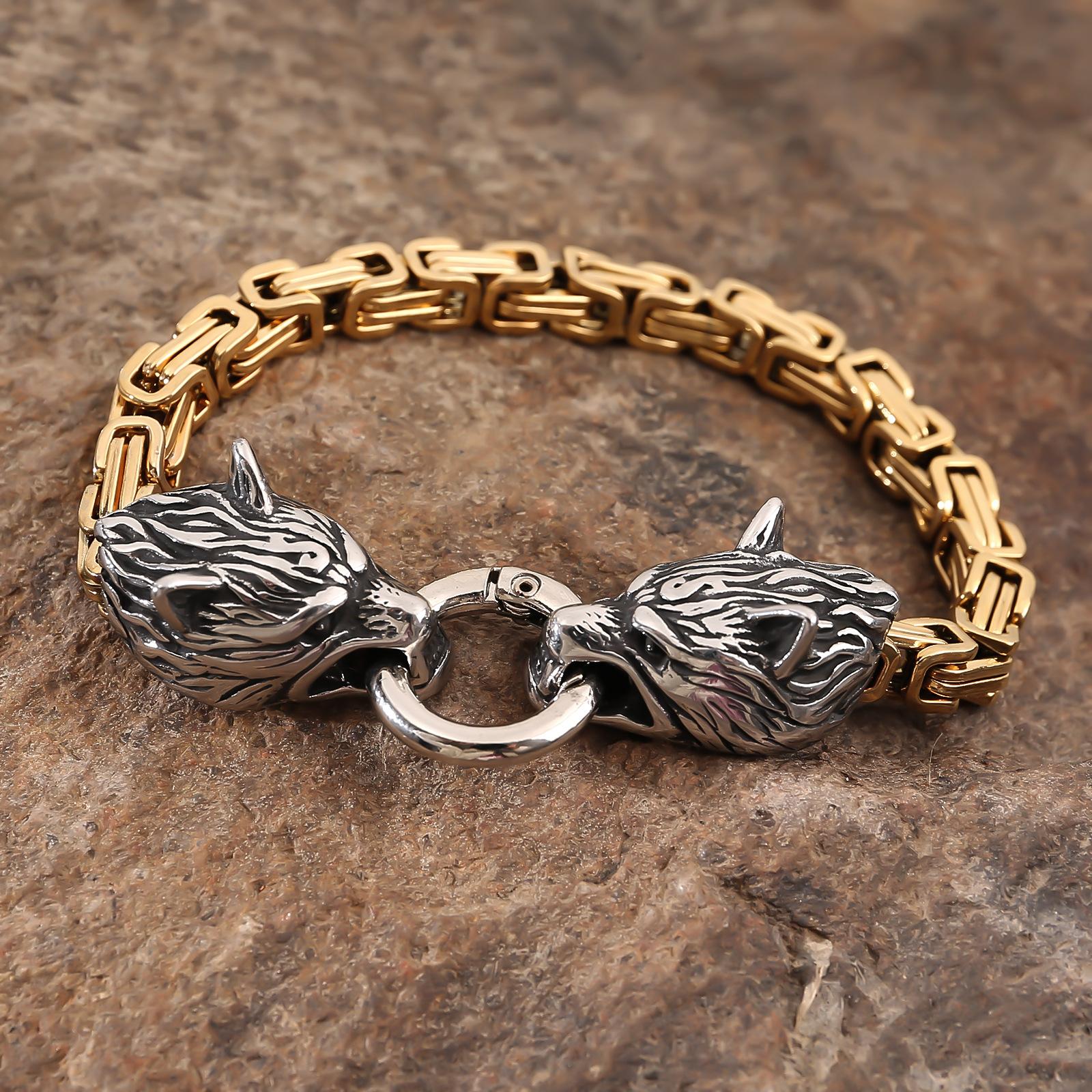 Взрывоопасный браслет из нержавеющей стали с головой волка викингов — фото 3