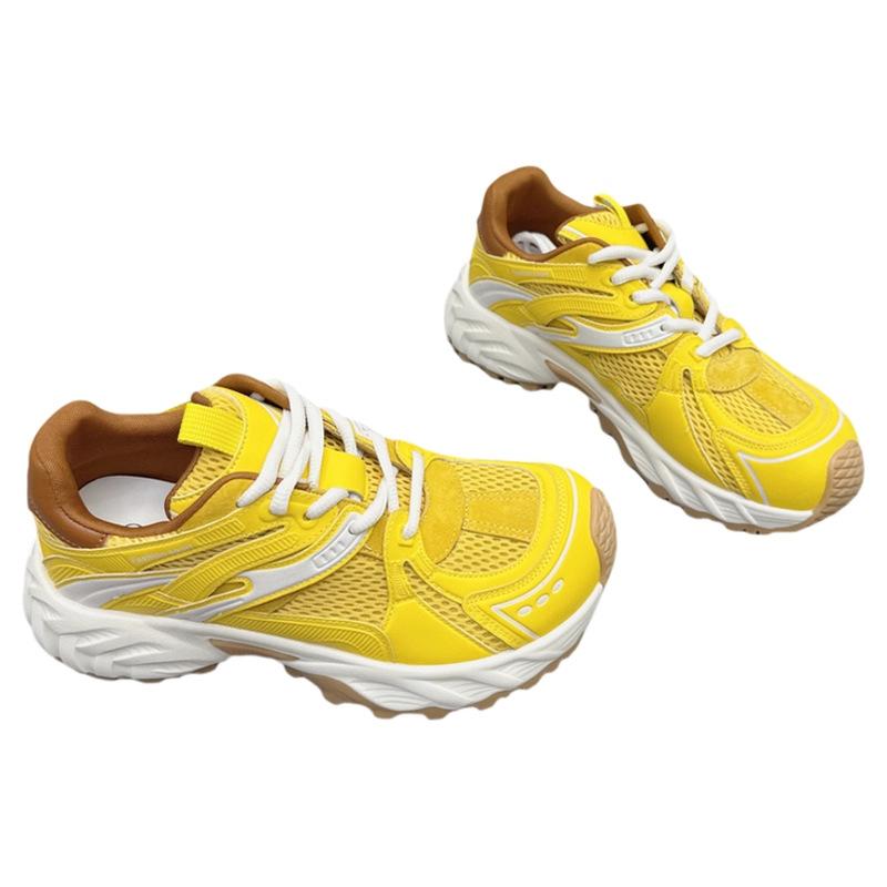 Genuine leather women's shoes 2025 summer new Korean version platform mesh dad shoes versatile breathable sports running shoes casual shoes
